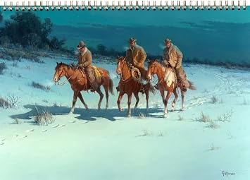 2027 Wall Calendar [12 pages 8"x12"] Cowboys and Pioneers in Wild West Vintage Magazine Illustration Impressionism