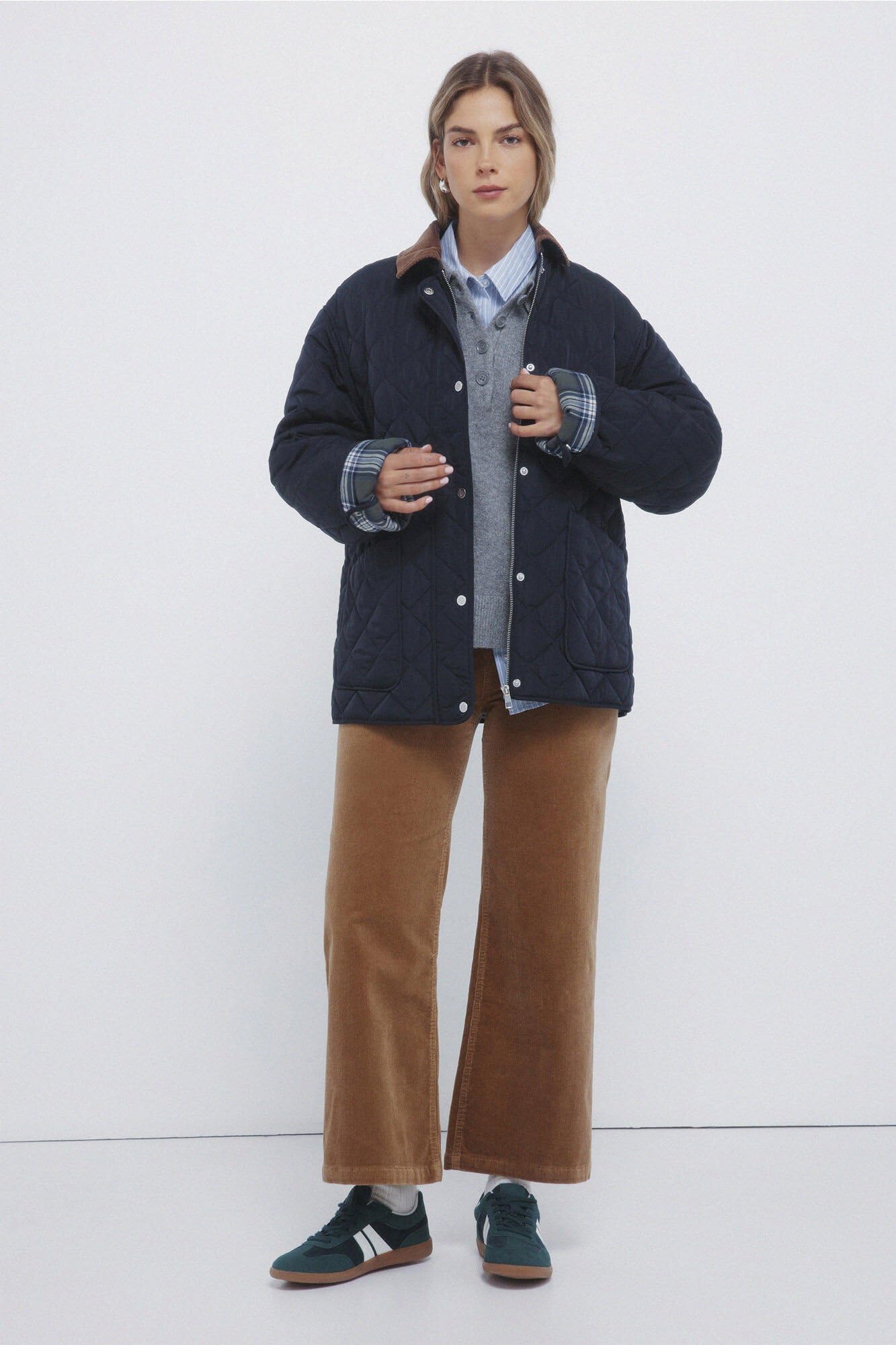 SPRINGFIELD Husky Jacket with Inside Check Lining and Corduroy Collar Sport Mujer