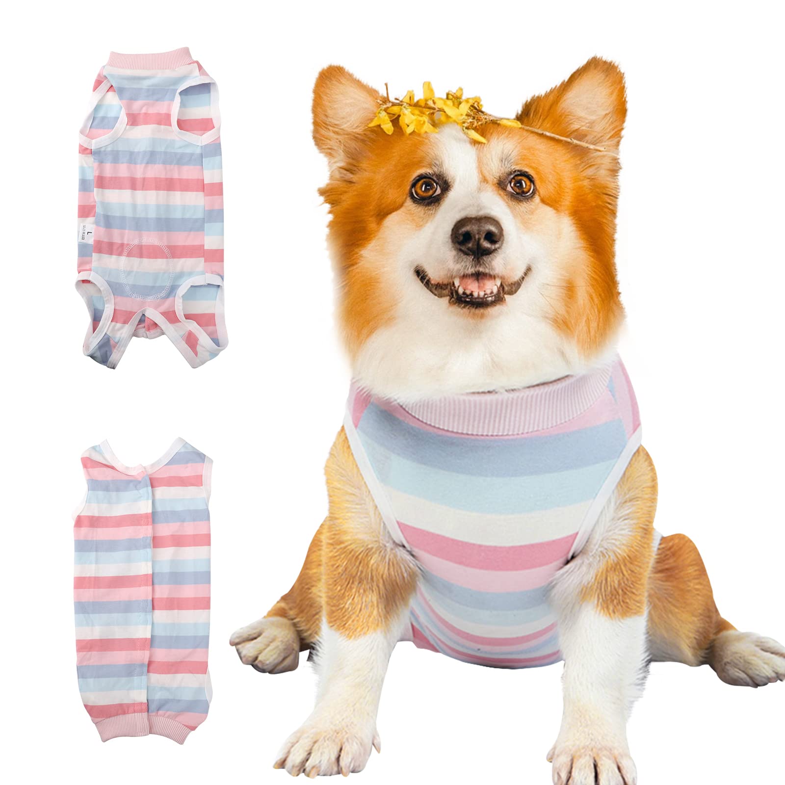 Surgical Shirt for Dogs Anti-licking, Breathable Wound Protection Suit for Dogs, Soft Post-Op Onesie for Dogs, Collar Alternative Pet Vest Dog Medical Shirt for Female Male Dog (Pink, L)
