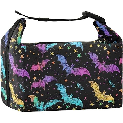 Psychedelic Bats Print Insulated Lunch Bag for Kids Adults Reusable Lightweight Lun...