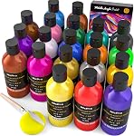 Nicpro 20 Colors Metallic Acrylic Paint Set (8.45 oz, 250 ml), Large Acrylic Paint Bulk, Non Toxic Art Painting Supplies for Multi Surface Canvas Rock Wood Leather Stone Metal with Color Wheel