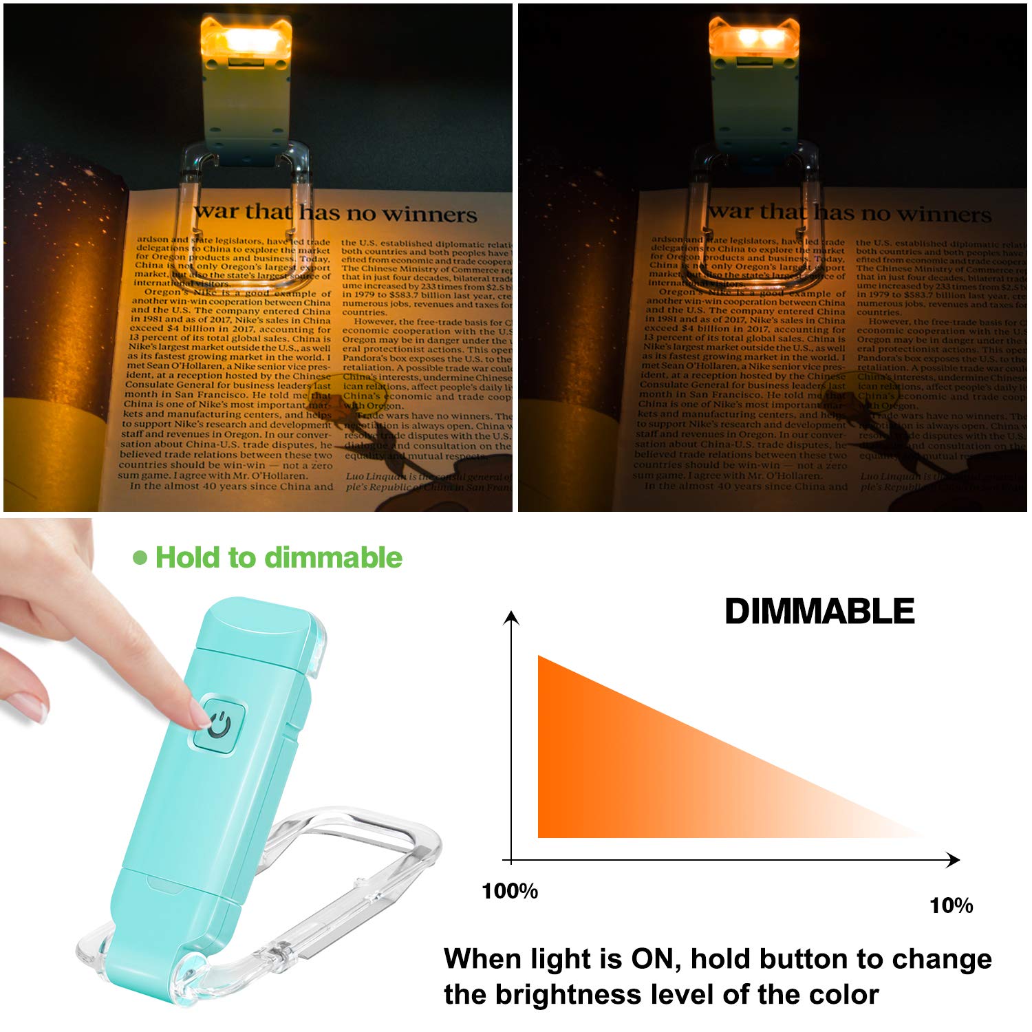 Leselampe Mit Clip & Augenschutz – Verstellbares Buchlicht Fürs Bett, Reisen Oder Nachtlesen | Schwarz