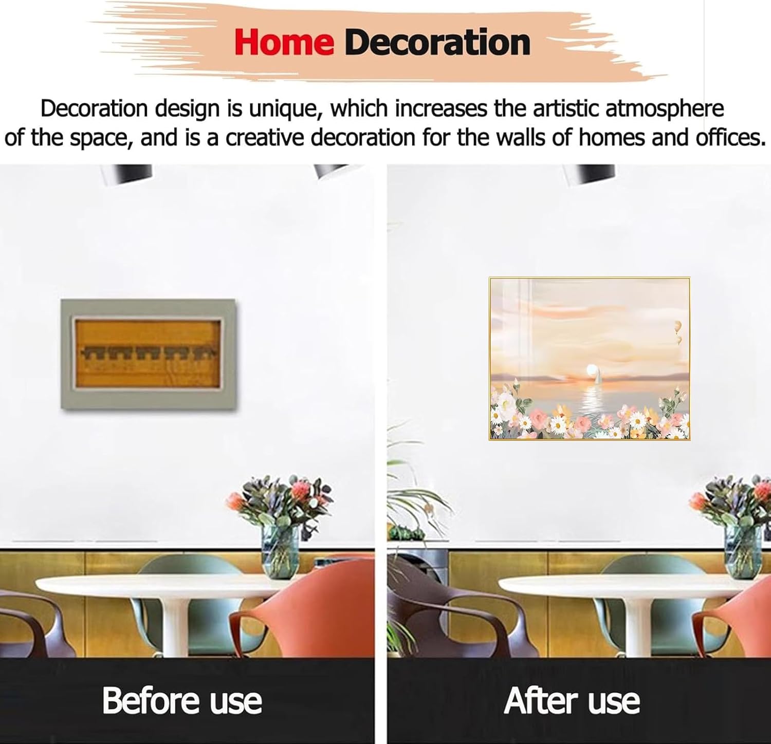 Electric Meter Box Decorative Painting Distribution Box Hide Paintings Electric Box Cover Painting with Hydraulic Rod Supports - for Living Room Office Hide Paintings (50x40cm/19.7x15.7inch,D)