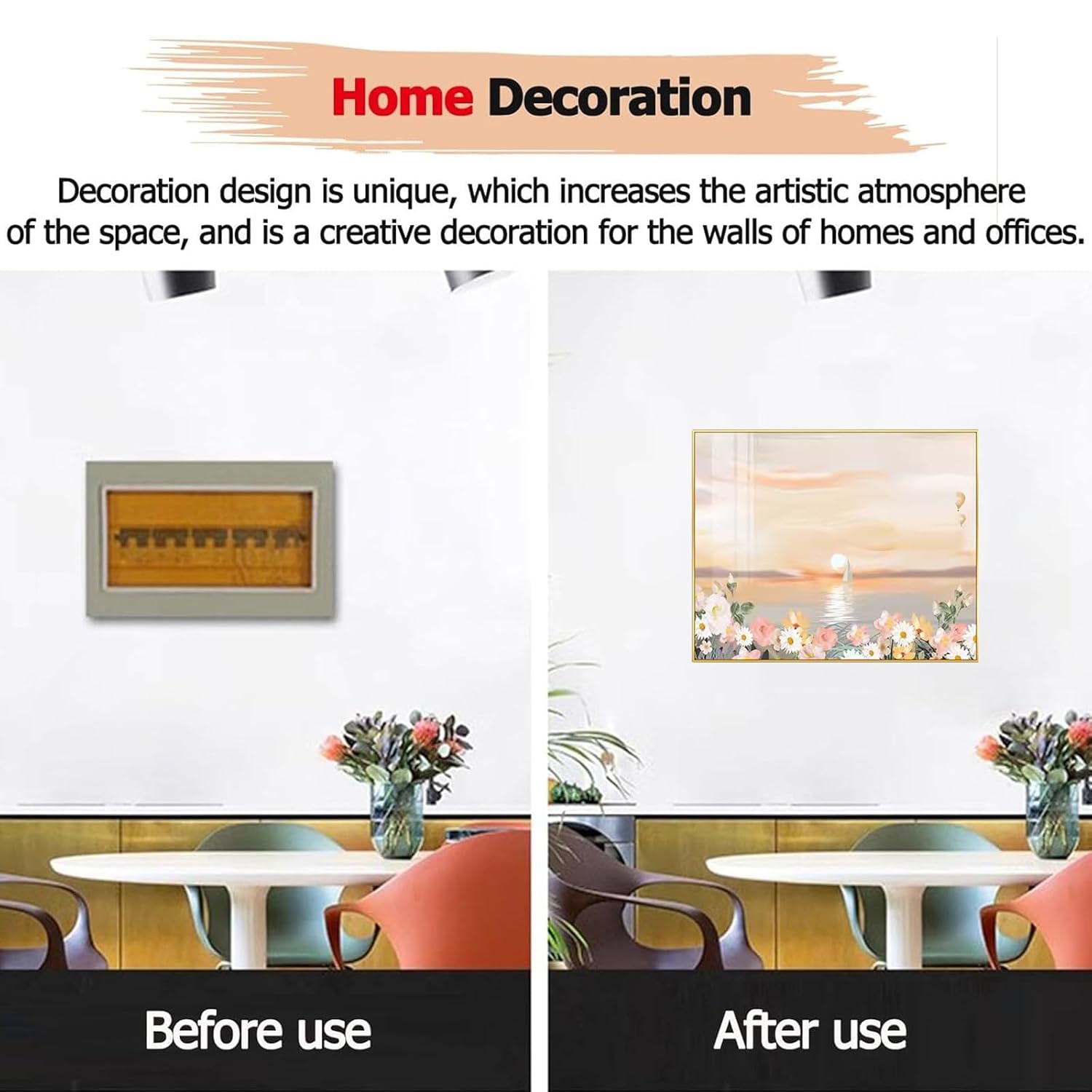 Electric Meter Box Decorative Paintings Distribution Box Wall Hanging Paintings Electric Box Cover Hide Painting with Hydraulic Rod Supports (50x40cm/19.7x15.7inch,B)