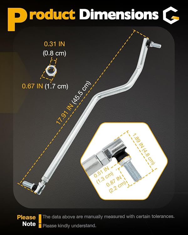 Adjustable Drag Link (Pair), Compatible with John Deere L100 L110 L111 L118 L120 L130 D100 / Scotts/Sabre, Left & Right Side, Riding Steering Draglink Kit w/Flexible Tie Rod End, #GY20491 GY20492 by Gledewen - Used condition - Image 7