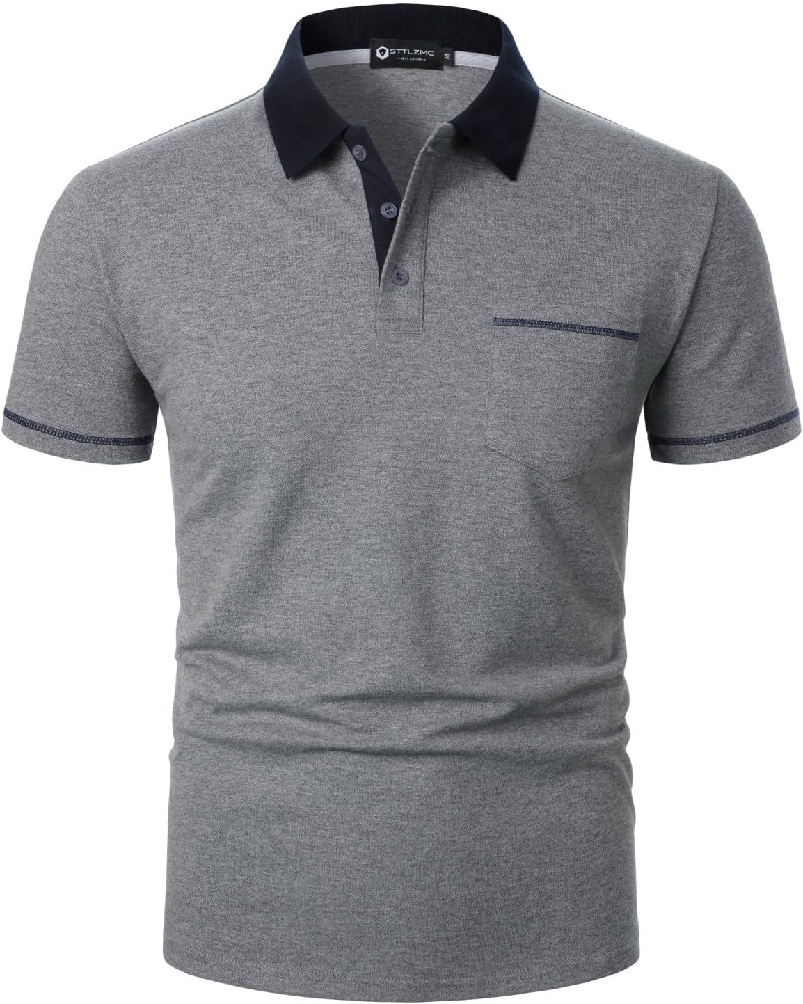Polo Shirt for Men Short Sleeve Classic Cotton Regular Fit Golf Sport T-Shirt with Pocket - Image 2