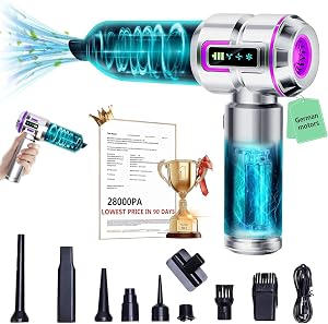5.0 Upgraded 9-in-1 car Vacuum【​28000 Pa High-Power Storm Suction】【German High-Efficiency Brushless Motor】 car Vacuum Portable Cordless with LED Light Versatile for Car Home PetHair Camping Trip