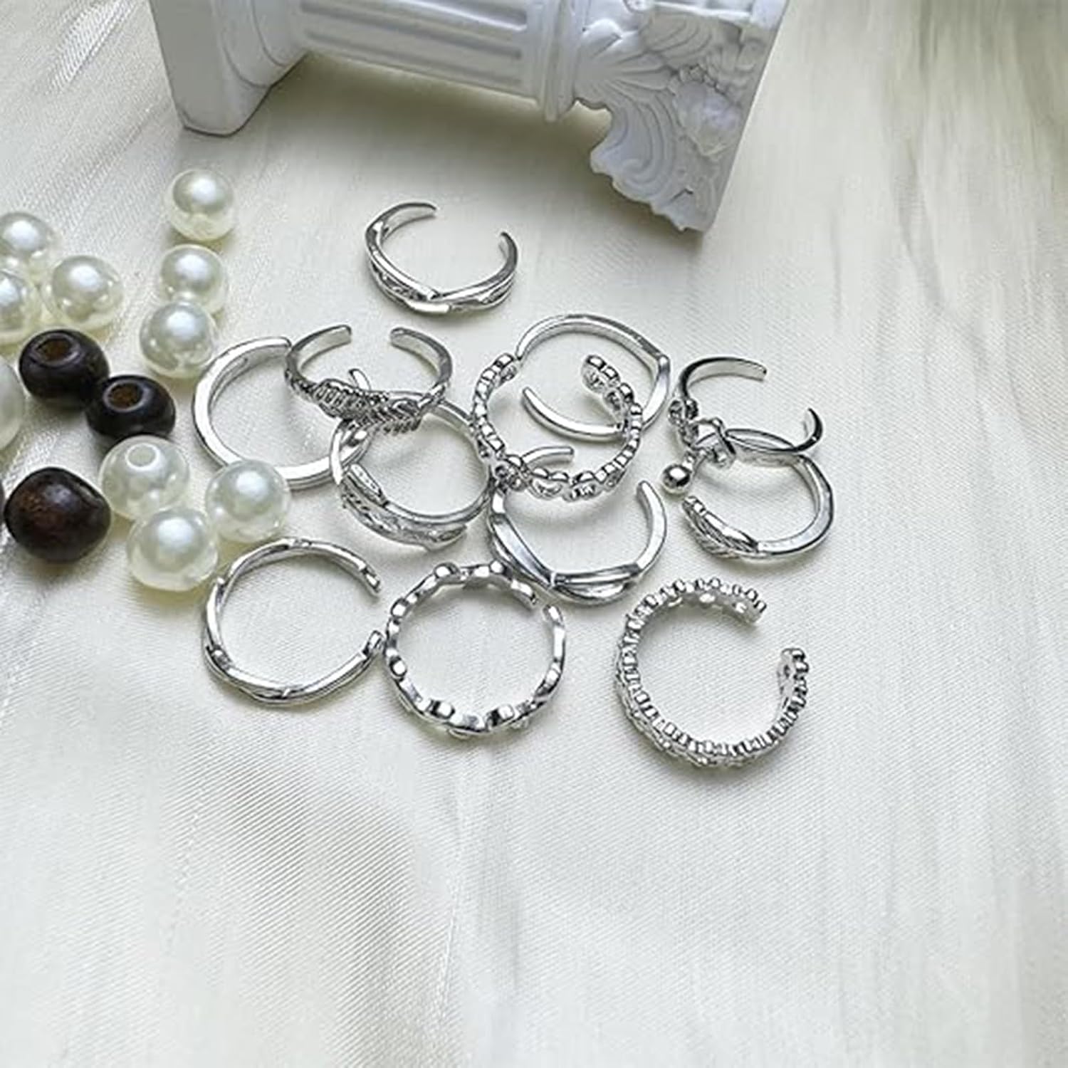 WETMT 24 PCS Gold Toe Ring for Women Adjustable Silver Trendy Knuckle Rings Dainty Beach Statement Toe Rings Chunky Oceans Memorial Toe Rings Set Summer Costume Jewelry Accessories