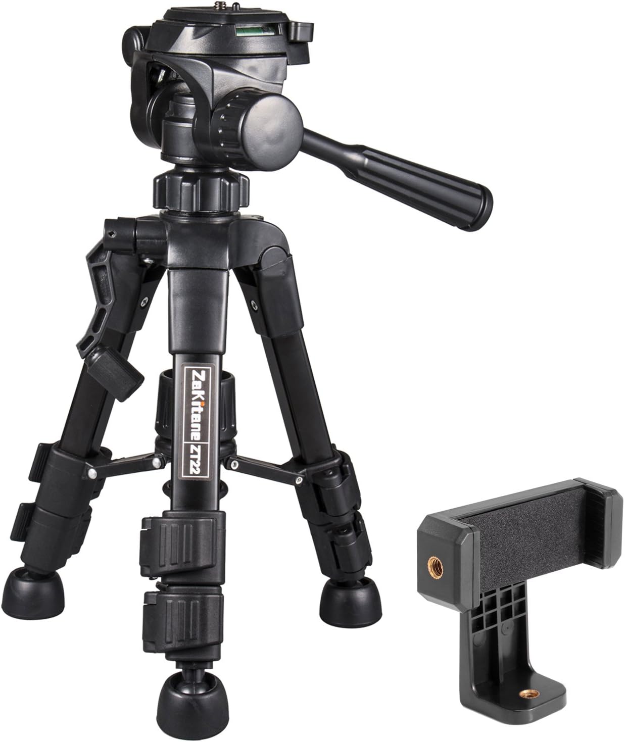 Mini Travel Tabletop Camera Tripod ZaKitane 22" Desktop Small Tripod & Smartphone Holder, for DSLR Canon Nikon Sony Olympus Samsung DV Video Projector