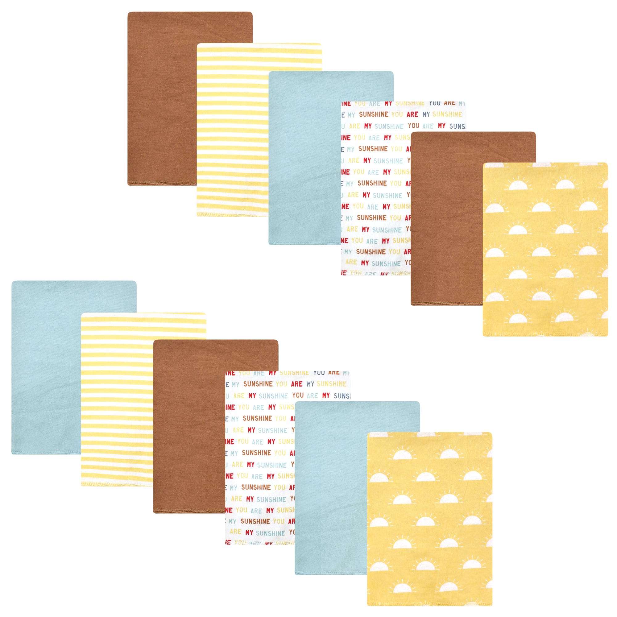 Hudson Baby Unisex Baby Cotton Poly Flannel Burp Cloths Bundle, My Sunshine, One Size