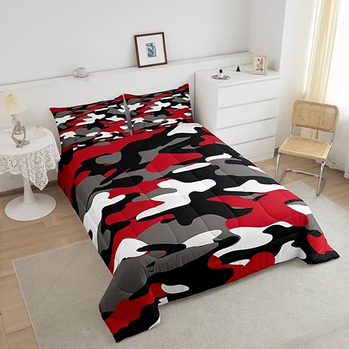 Miniatura 4 de Juego de edredón de camuflaje para niños, edredón de plumón de camuflaje militar para adolescentes, jóvenes y adultos, juego de ropa de cama militar