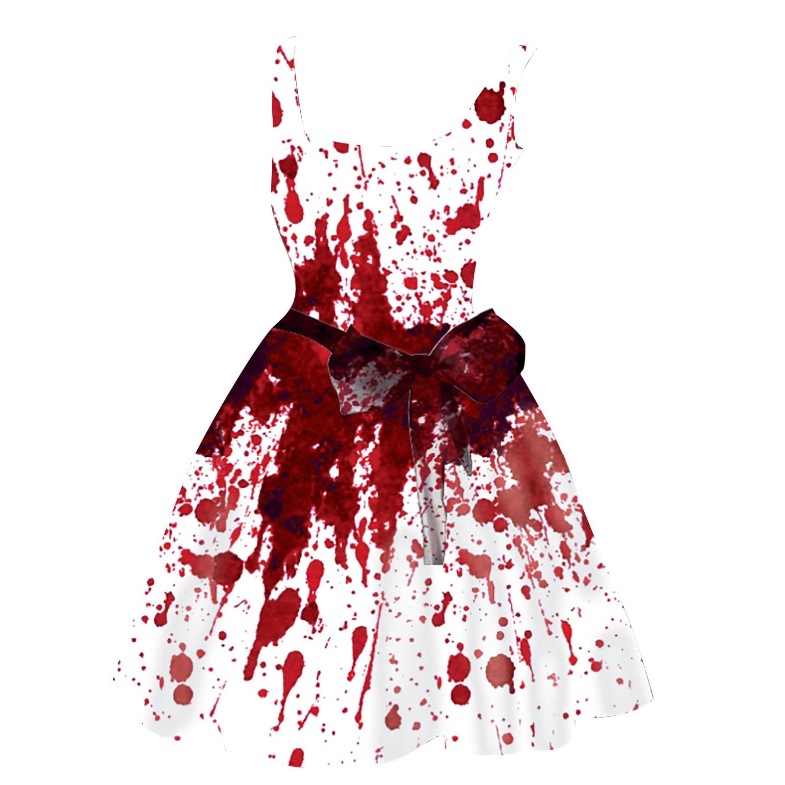 HUIFUAO - Vestido de Halloween para mujer, disfraz sangriento aterrador, talla grande, disfraz de Halloween, sin mangas, fiesta de noche, festival de terror, cosplay, ropa, A01 rojo, Small
