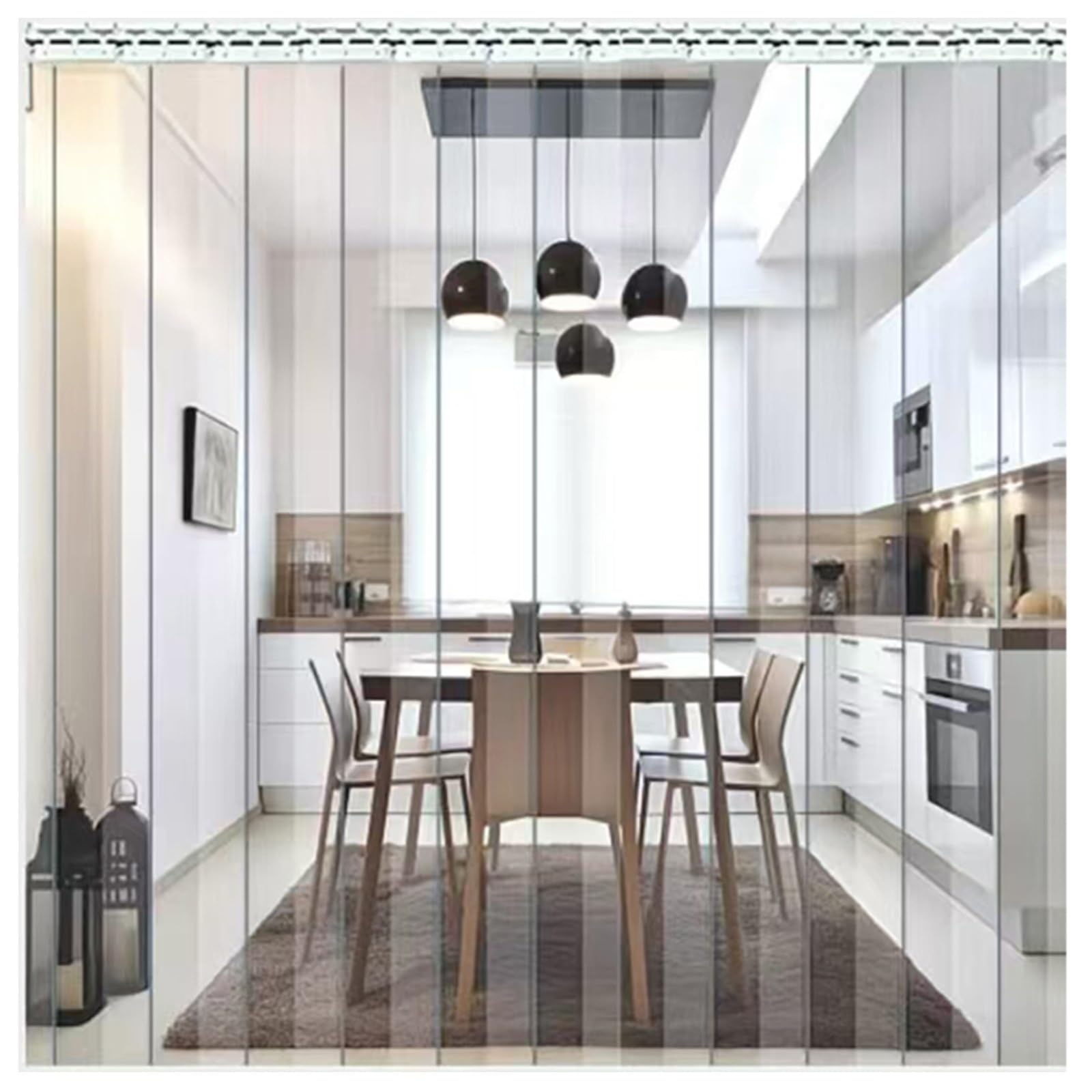Rideau à Lanières PVC Isolant Rideau de Porte lanieres Épaisseur Rideau Industriel à lanières Facile à Installer Convient aux entrepôts usines supermarchés(W75xH230cm/29.53x90.55in)