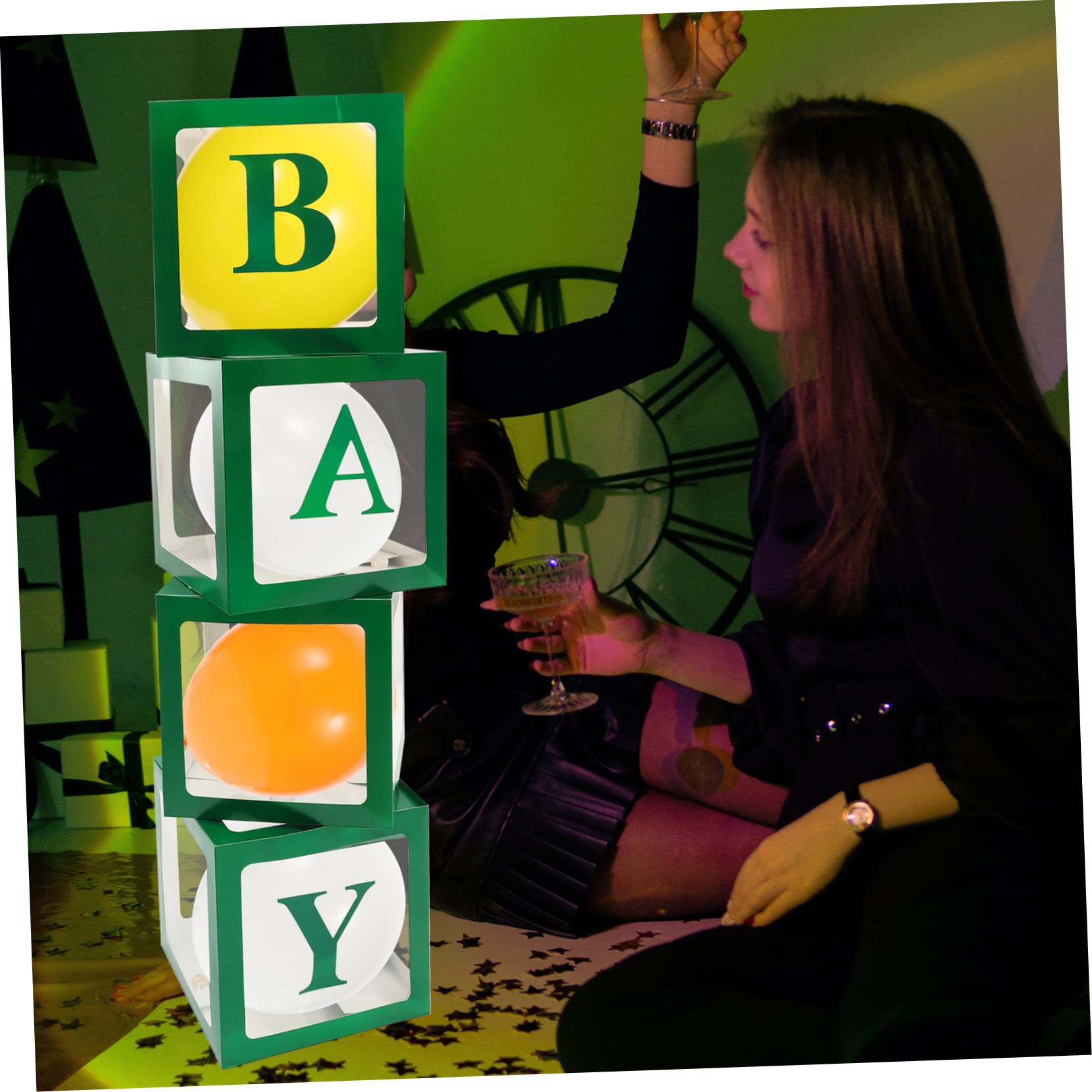 Ciieeo Durchsichtige Geschenkboxen für Babyparty mit Babyboxen aus Papier Wiederverwendbar und Einfache Installation für Shower und Gender Reveal Dekoration