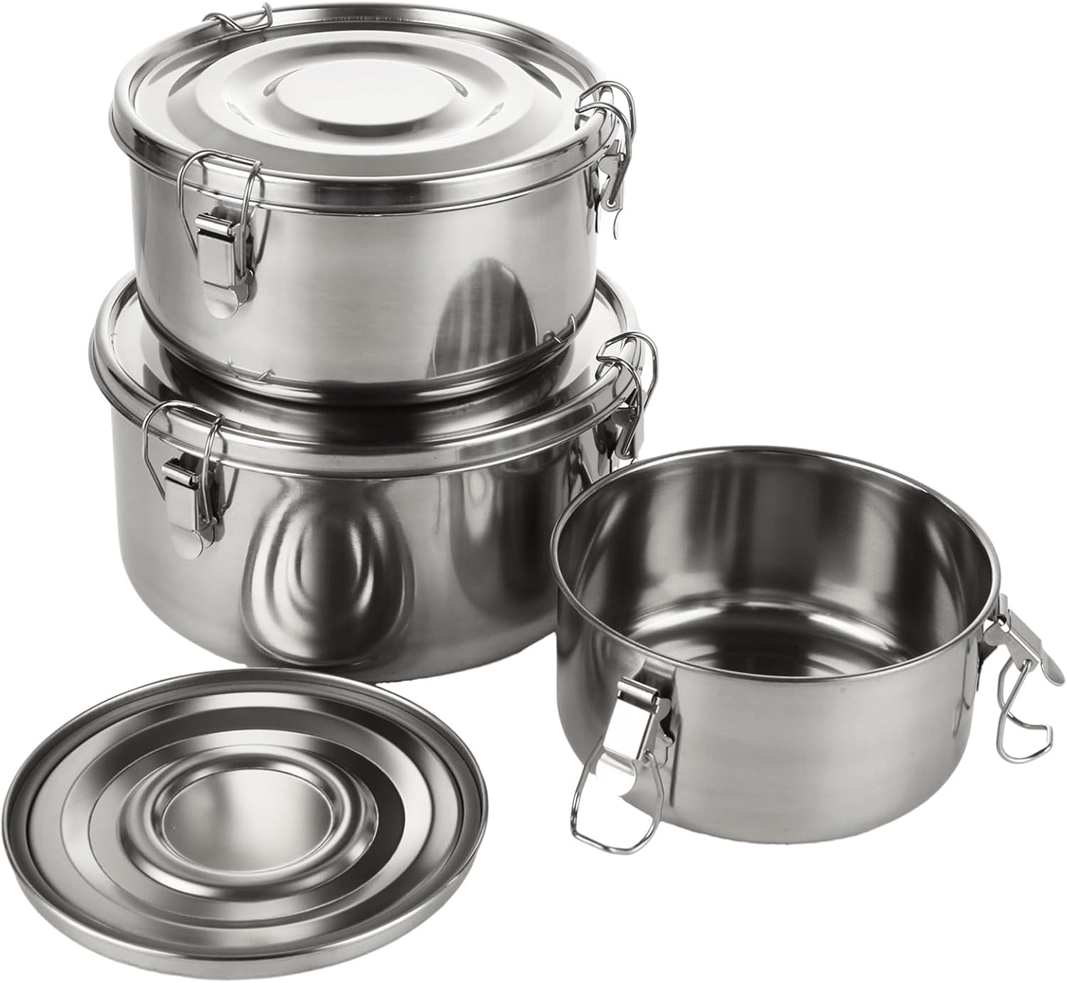 SENENQU 3 PCS 304 Stainless Steel Food Storage Containers With Lids, Airtight Kimchi Snack Containers, Smell-Proof Perfect For Camping Trips, Lunches, Leftovers, Soups, Salads
