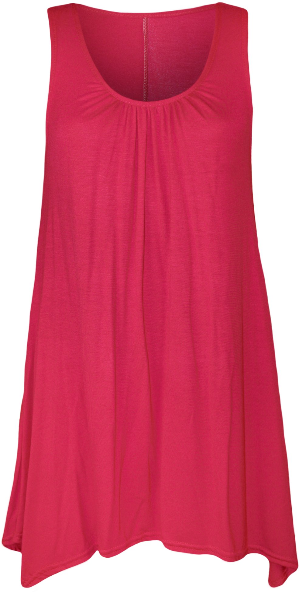 Wearall Women's Cerise Plus Size Hanky Hem Long Sleeveless Scoop Neck Vest Top - 24-26