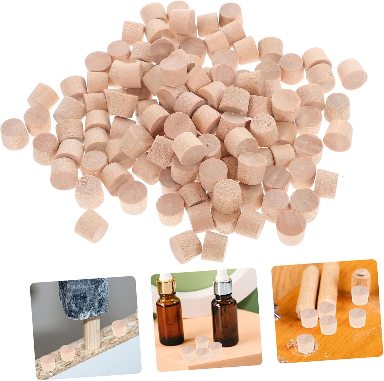 600pcs Wood Screw Plugs Wooden Buttons for Covering Screw Holes for Woodworking Projects and Furniture Repair Includes Flat and Round Plugs