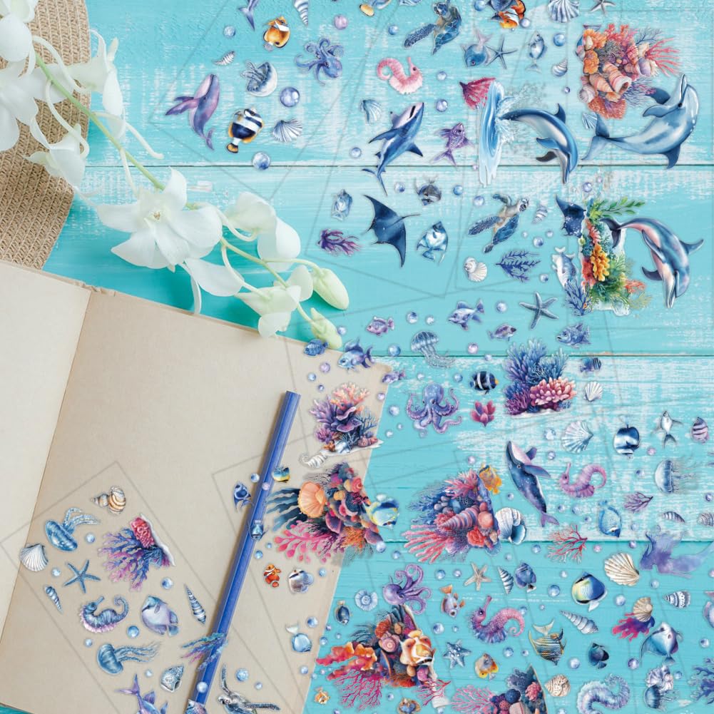 arricraft 10 Pcs Colorful Marine Animal Theme Cup Printing UV Transfer Papers - Image 3