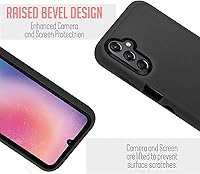 Vista 5 de Funda para Samsung Galaxy A24, funda giratoria de cuerpo completo con clip para cinturón de doble capa, soporte con protector de pantalla Negro