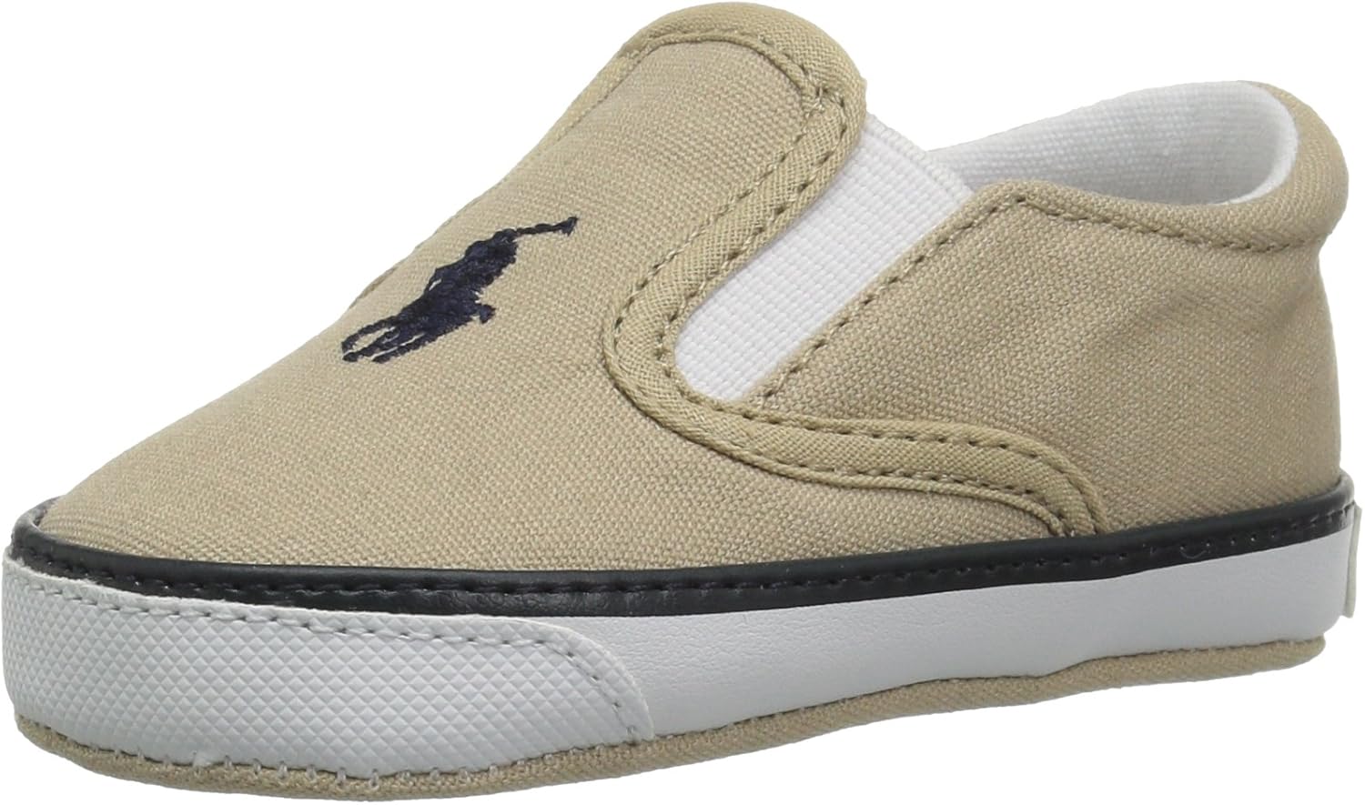 POLO RALPH LAUREN Kids Baby-Boy's BAL Harbour II Sneaker, Khaki, 8 Medium US Toddler