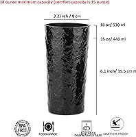 Vista 2 de KX-WARE Vasos altos de acrílico de 18 onzas, juego de 8, tazón de plástico, color negro
