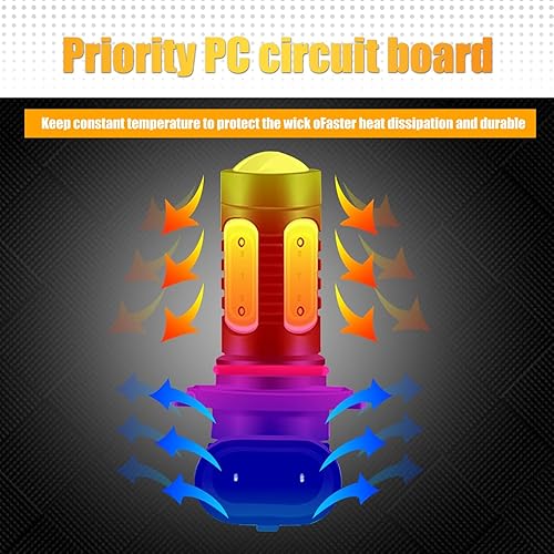 Miniatura 6 de Yumfugu Pack-2 Luces LED antiniebla delanteras para automóvil, 6000 K 600 lúmenes, impermeables, accesorios de iluminación superbrillantes, Plug and