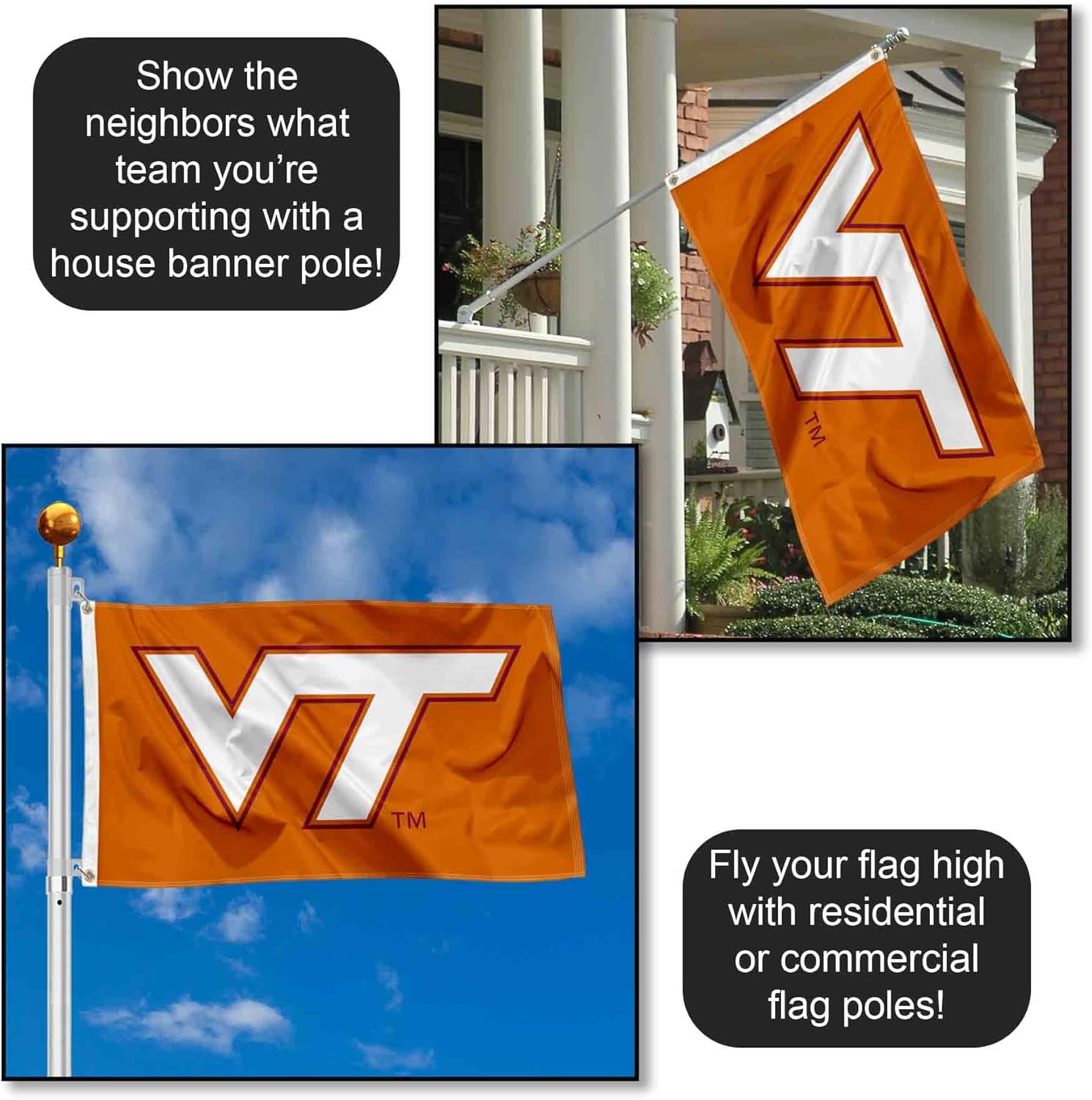 VA Tech Hokies Burnt Orange Flag - Image 3