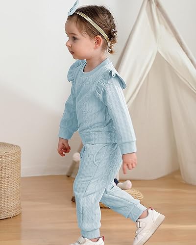 Miniatura 4 de Mioglrie Conjunto de ropa de bebé para niña, tops y pantalones, ropa para niñas pequeñas, sudaderas para bebés