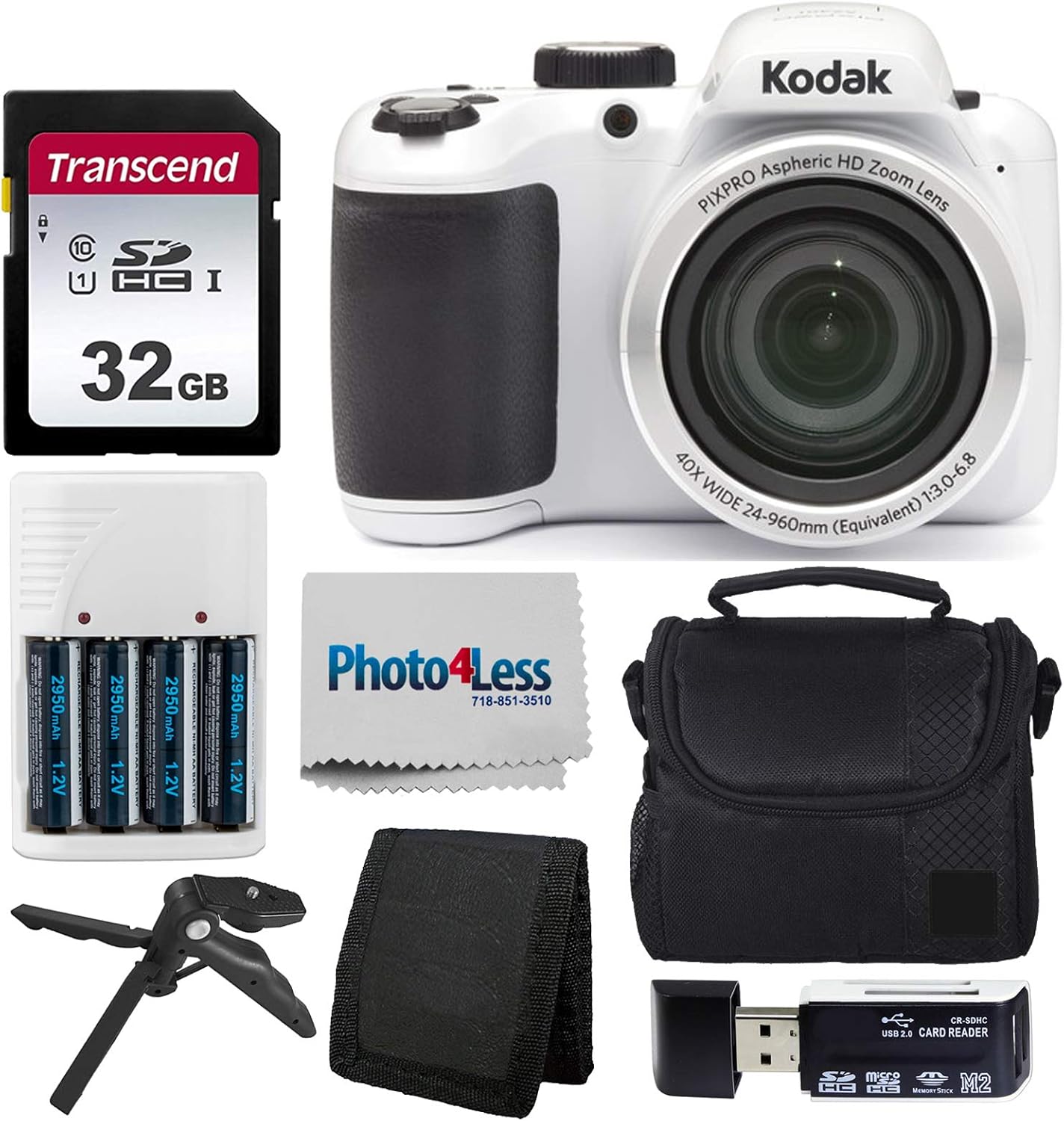 Kodak PIXPRO AZ401 Astro Zoom 16MP Digital Camera (White