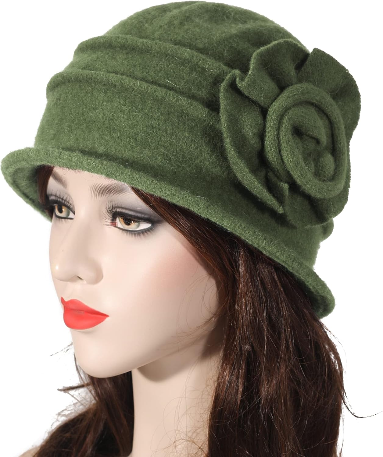 ZLYC Women Wool Cloche Bucket Hat 1920s Vintage Dress Winter Hats with Flower Accent - Image 3