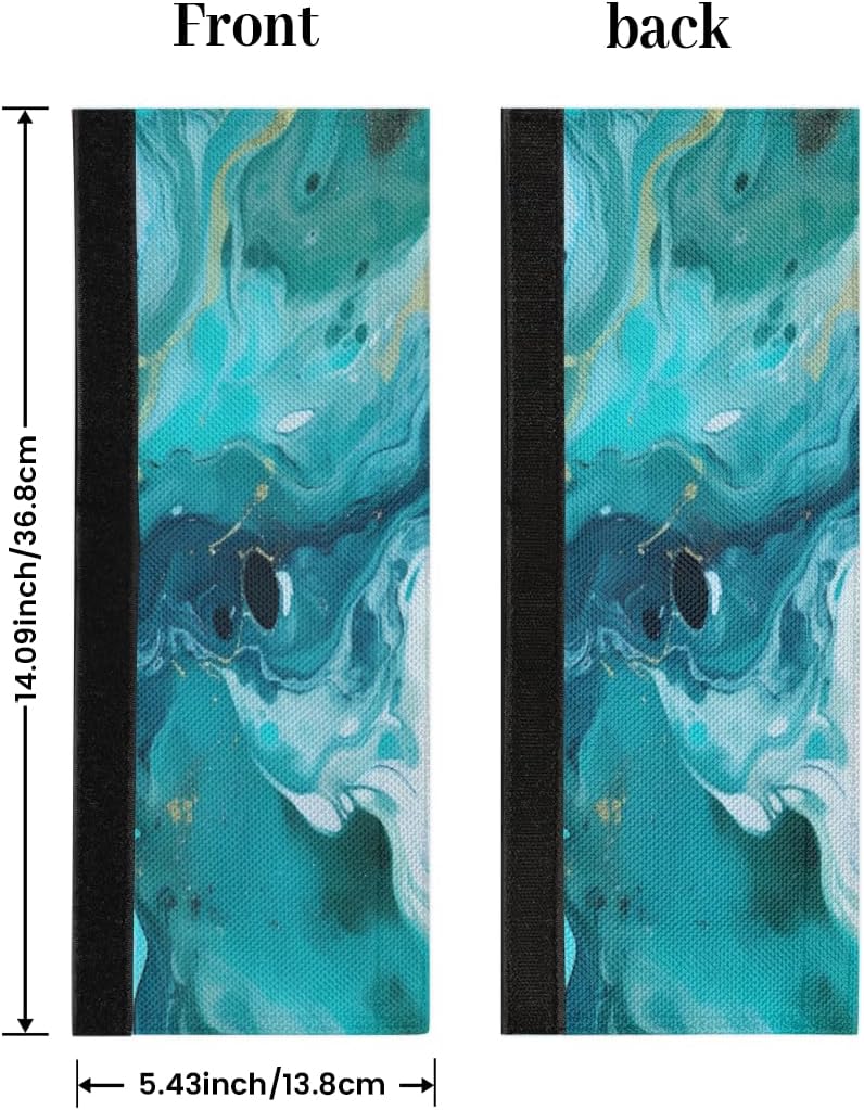 Teal Green Marble Print Refrigerator Door Handle Covers Set of 2 Kitchen Appliance Handle Covers Protector for Fridge Microwave Stove Oven Dishwasher