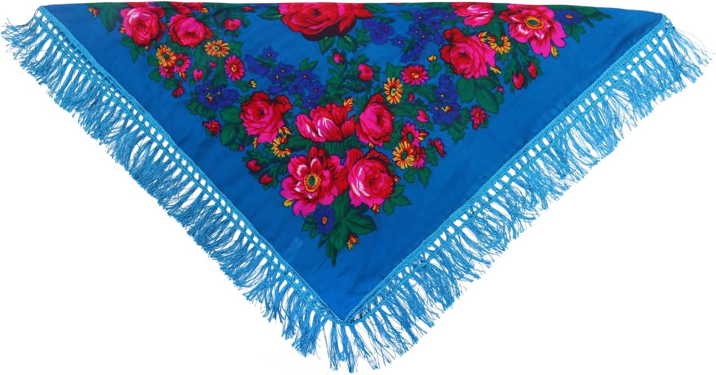 MJ SERECA Acrylic Bandana Printed Hair Scarf Square Ukrainian Head Scarf Floral Babushka Neck Scarf for Women 30"/42"/60" - Image 4