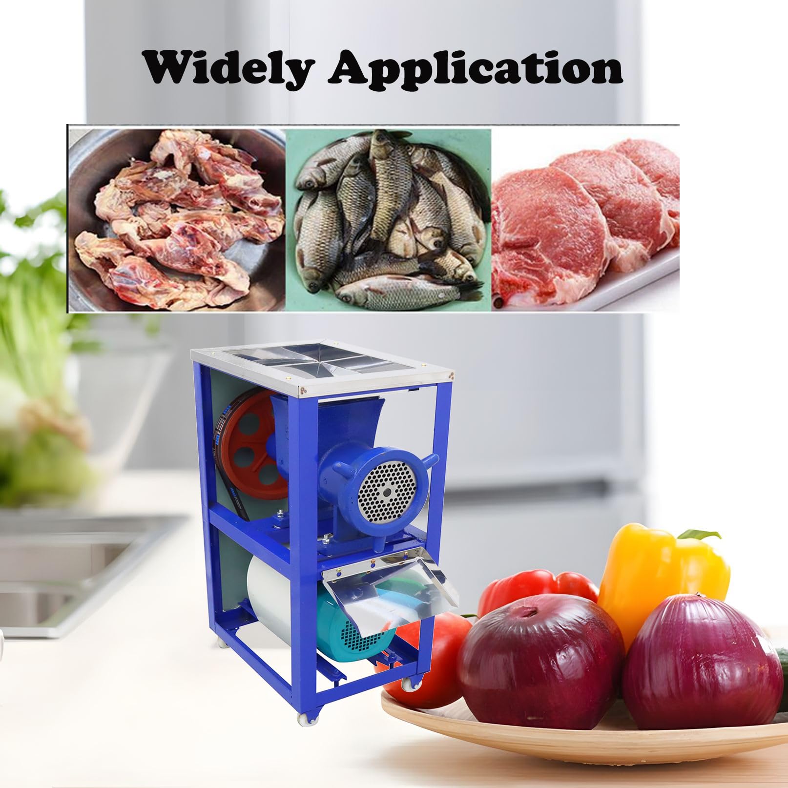 Trituradora de huesos de 220 V y picadora de carne tipo 52 Máquina trituradora de carne y hueso, picadora de carne eléctrica para pescado, pollo y verduras, 3KW 5