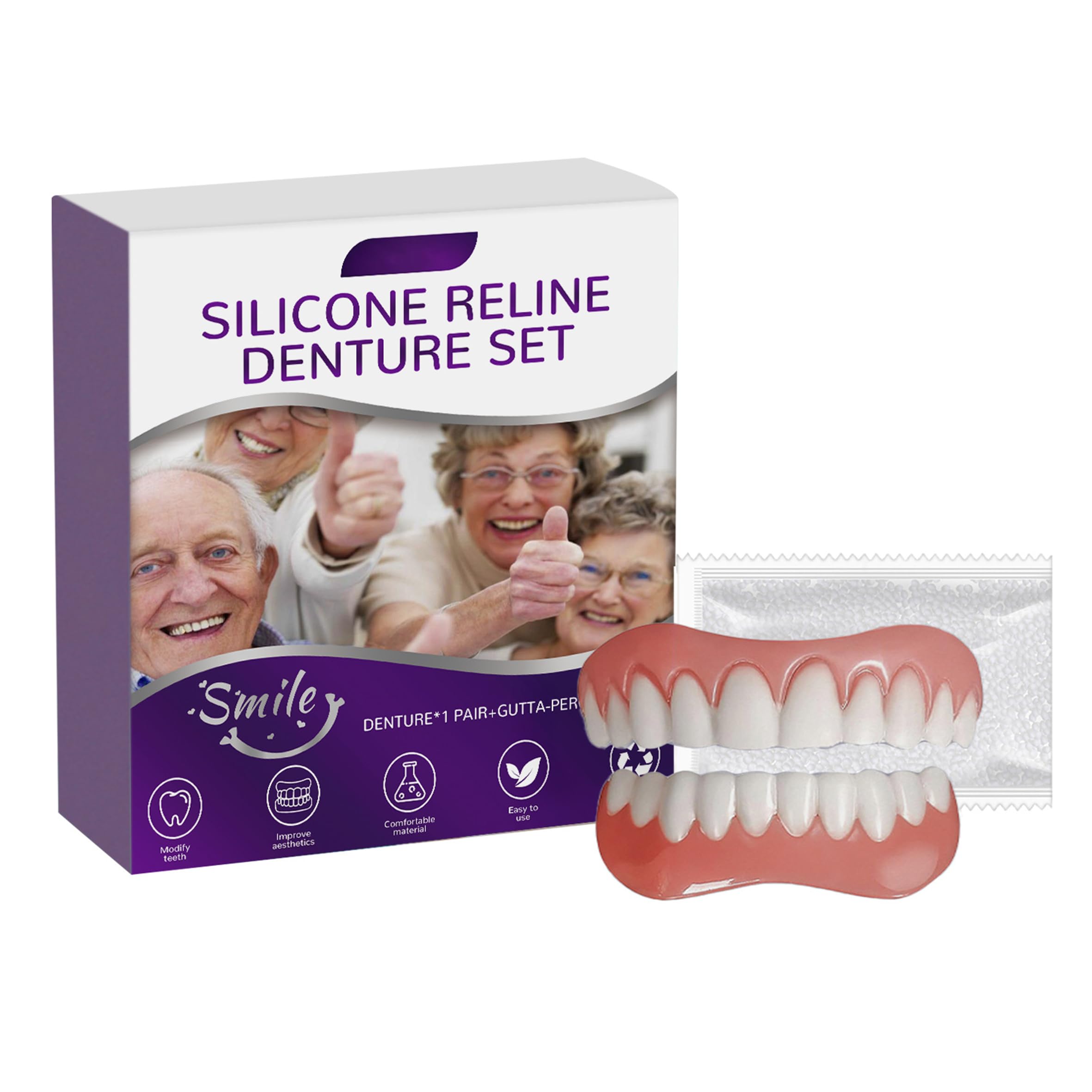 義歯修飾ブレース、シリコン入れ歯セット、Sorribemシリコーン入れ歯、付け歯は、Silicone Reline Denture Set、【入れ歯上下 】入れ歯、入れ歯セット 快適なつけ心地 簡単操作 再利用可能