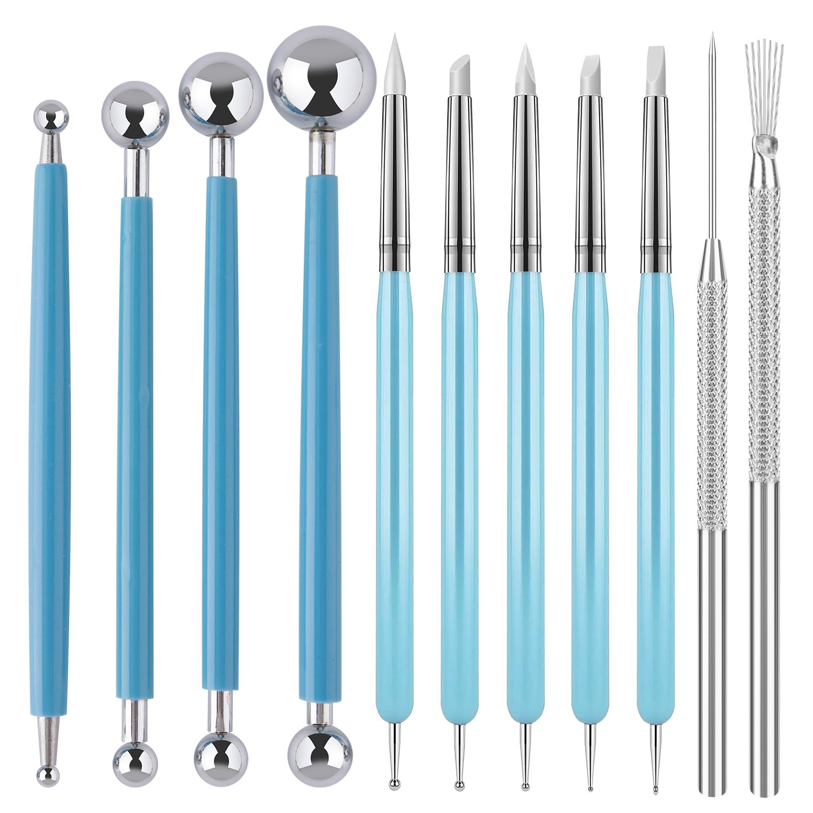 Outils de sculpture d'argile en silicone et stylets à bille pour modelage | Lot de 11