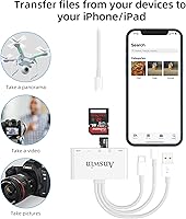 Vista 5 de Lector de tarjetas SD, adaptador OTG USB 5 en 1 y lector de tarjetas para iPhone/iPad, dispositivos USB C y USB A con ranuras para tarjetas micro SD