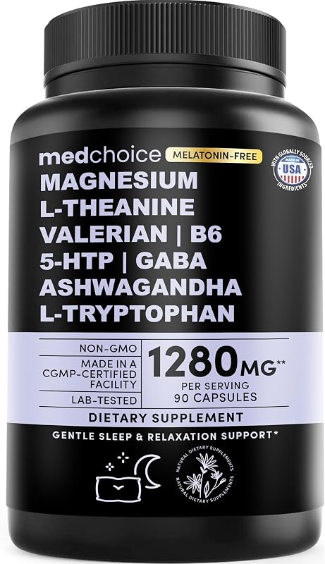 MEDCHOICE 12-in-1 Melatonin-Free Sleep Support Capsules, 90ct | Nighttime Relaxation Support, Magnesium, Ashwagandha and Valerian Root, Melatonin-Free, Non-Habit Forming, Sleep Supplement