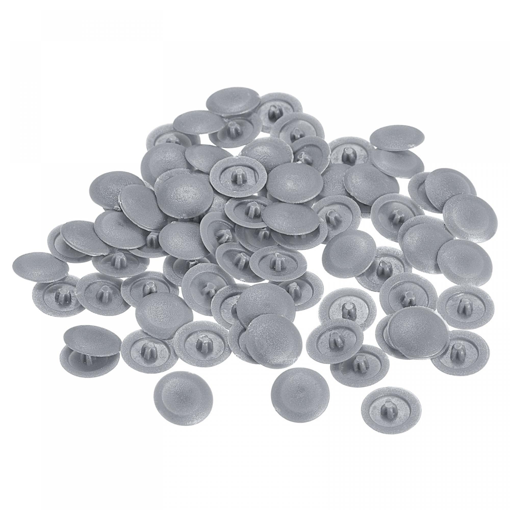 uxcell Screw Cap Covers, 80pcs 11.8x3.3mm Plastic Screw Decoration Cover for Phillips Cam Fitting Nut Self-Tapping Screw, Dark Gray