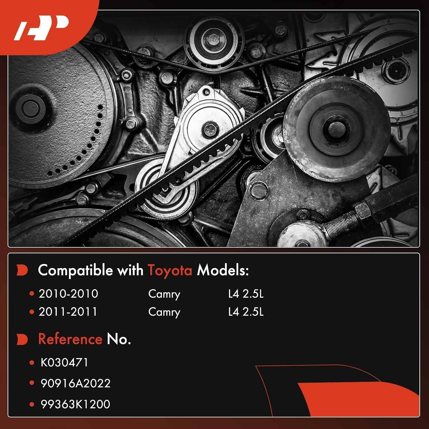 A-Premium 47.17 Inch 90916-A2022 Power Steering Serpentine Drive Belt Fit For Toyota Camry 2010-2011 L4 2.5L