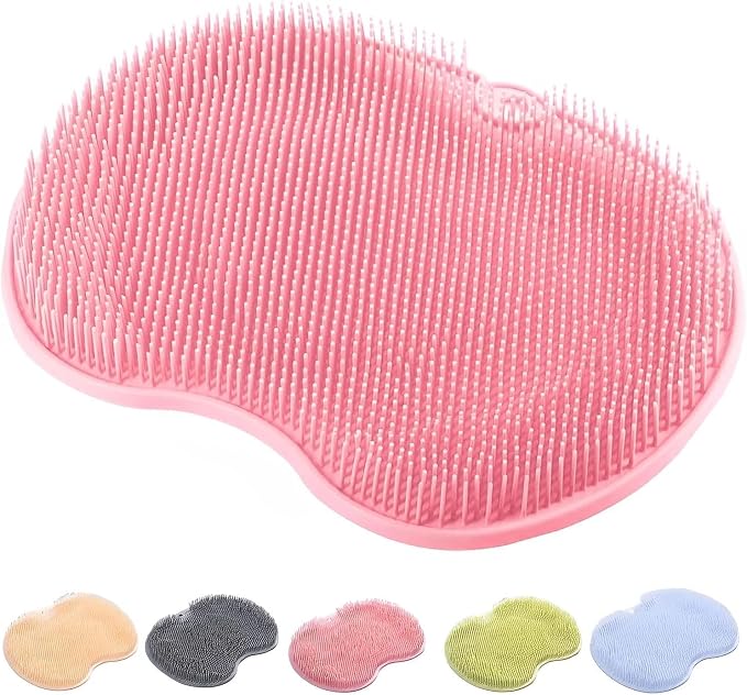 Shower Foot and Back Scrubber Wall Mounted Silicone Bath Brush with Suction Cups Massage Cushion Mat for Foot and Back Cleaning All Skin Types