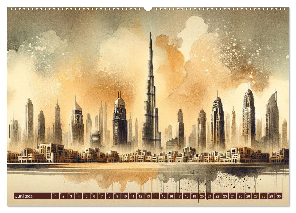 Von New York bis Tokio - Ein KI-Kalender für Weltenbummler (hochwertiger Premium Wandkalender 2026 DIN A2 quer), Kunstdruck in Hochglanz: Weltreise in Pinselstrichen (CALVENDO Orte)