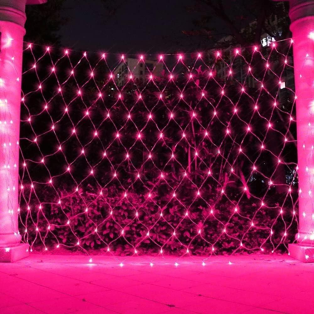 Red De Luces For Exteriores 6 X 4 M, con Enchufe For Arbustos, 700 LED, For Árbol Navidad, Conectable, Impermeable(Pink,6m x 4m 700led)