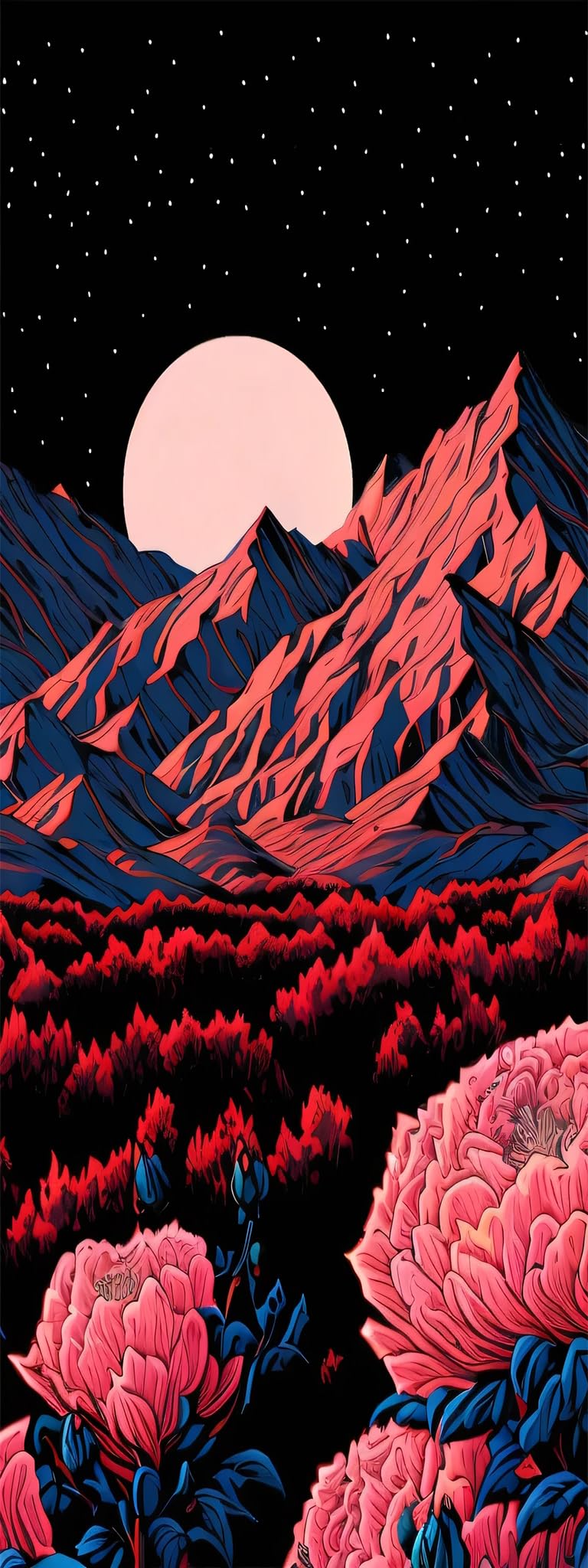 ZHUMUTO Diamond Painting Erwachsene Groß 60x160cm Rosa Mond Berge