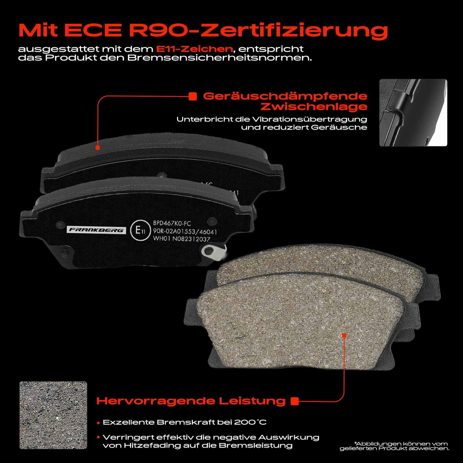 Frankberg Bremsensatz inkl. 2x Bremsscheiben + 4x Bremsbeläge Vorne Kompatibel mit Astra J Caravan P10 Zafira Tourer C P12 Astra J GTC Astra J P10 Replace# 1605263