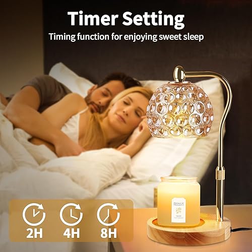Lámpara calentadora de velas, calentador de velas con temporizador y regulador, calentador de lámpara de vela de altura ajustable para velas