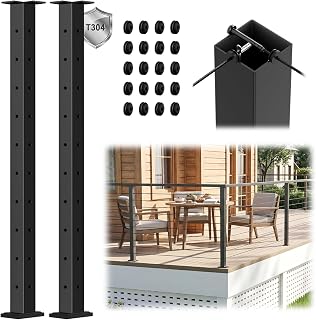 2 Pack 36" Modular Swageless Cable Railing Corner Post, T-drilled
