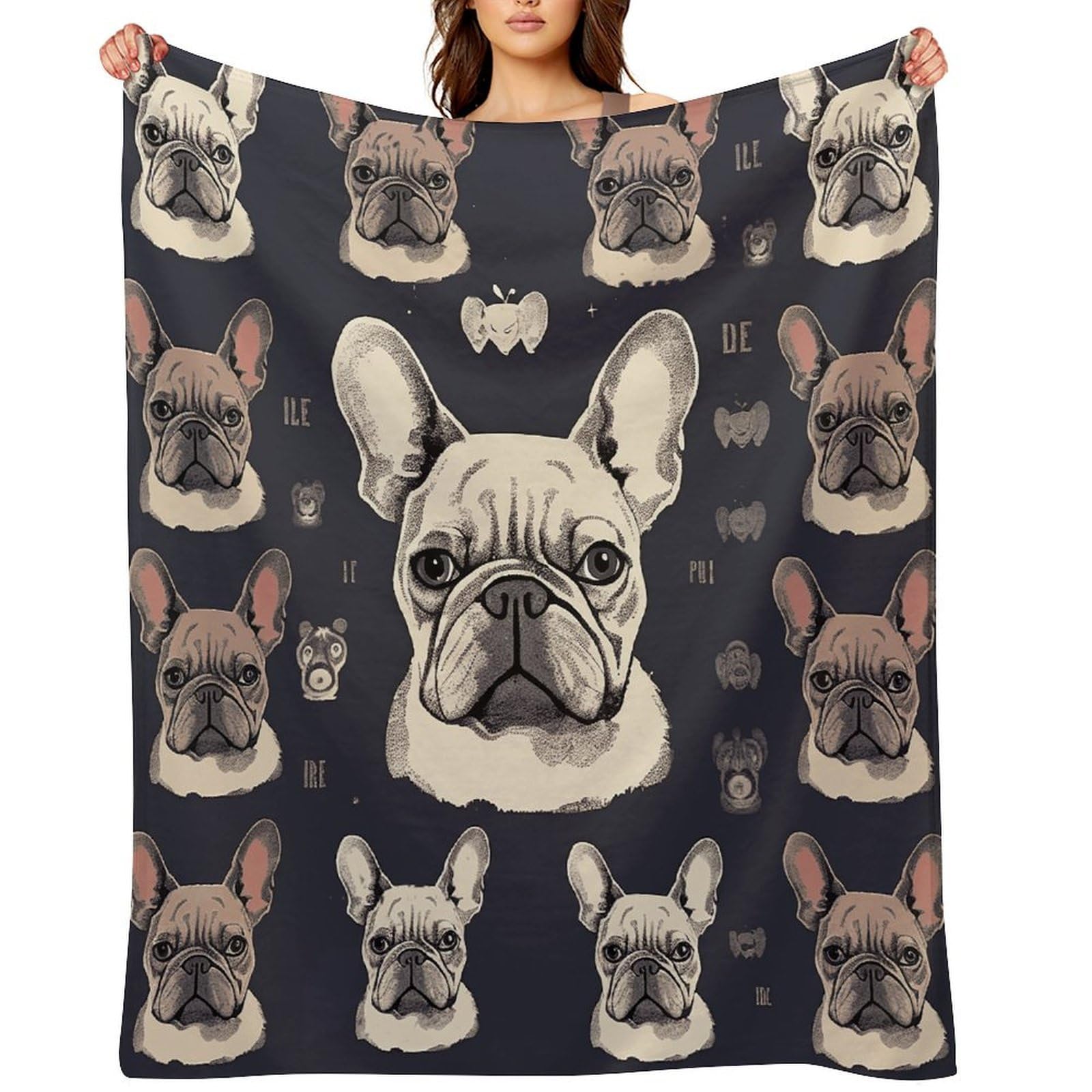 I Love French Bulldog Throw Blanket for Couch and Bed Super Soft Warm Lightweight Throw Blankets Cozy Fuzzy Flannel Blanket Personalized Decorative Blankets for Sofa Decor 30"x40"