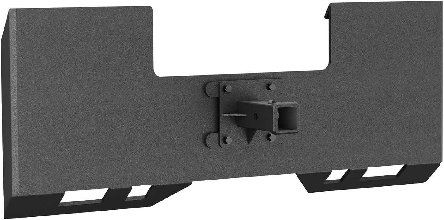 1/4" Heavy Duty Skid Steer Mount Plate with 2" Removable Trailer Hitch Receiver, Compatible with Kubota, Bobcat & Universal Tractor Quick Attach, Black,Thick Steel