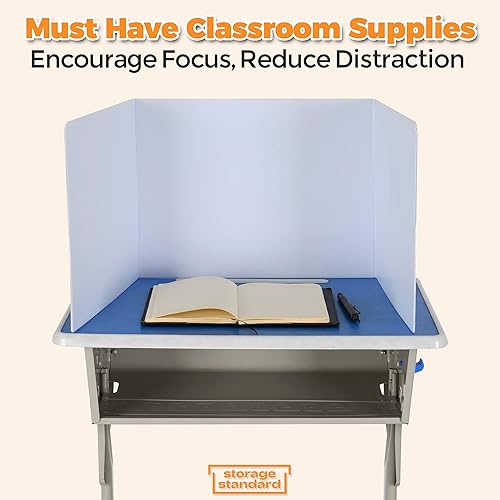 Miniatura 7 de Paquete de 4 protectores de privacidad para el aula para escritorios de estudiantes, carpeta divisora de escritorio de plástico fácil de limpiar,