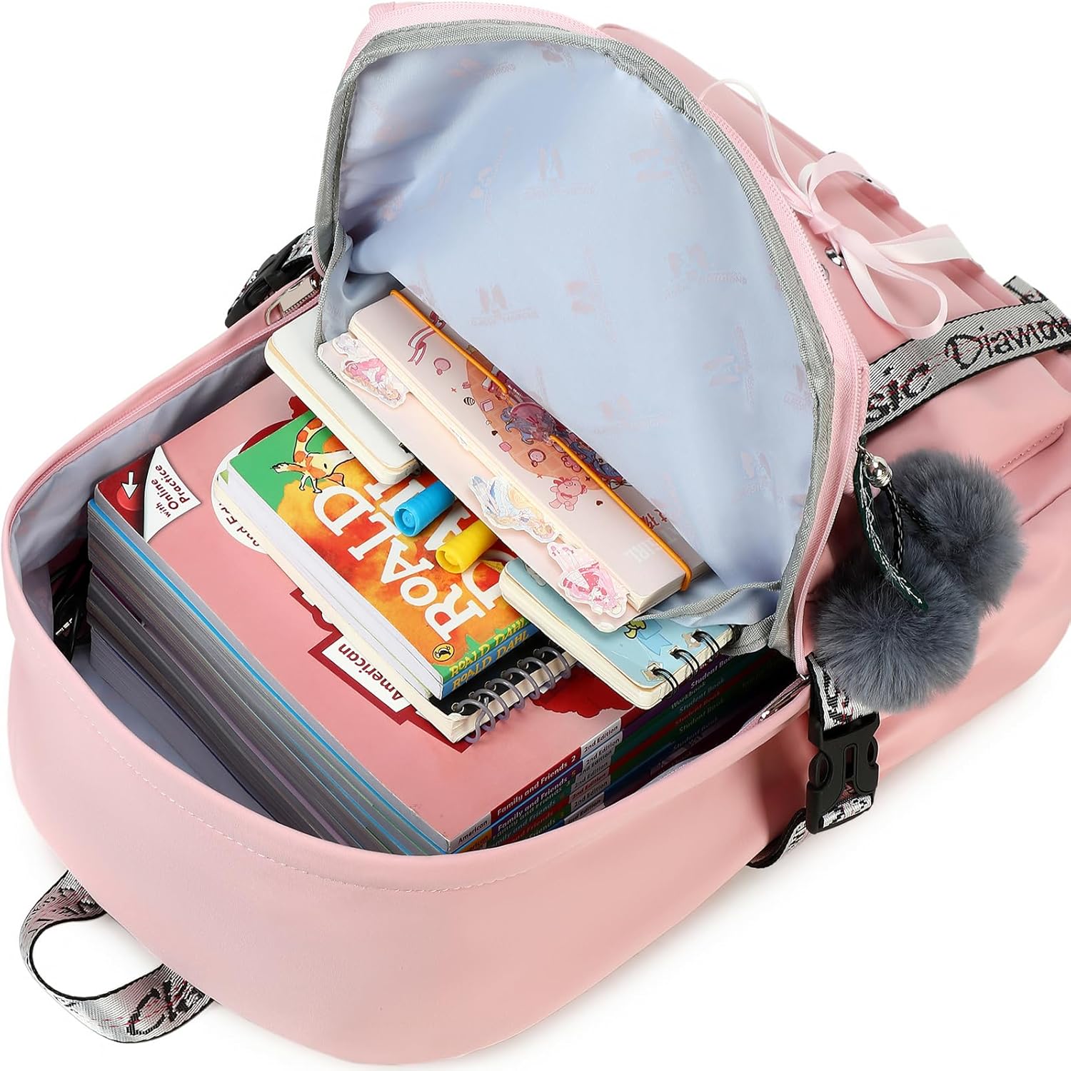 Spotted Tiger School Backpack for Girls Bookbag School Bag Aesthetic Backpack for Teen Girls Women (Pink 1) - Image 5